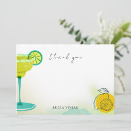 Cartão De Agradecimento Chá de Noiva Margarita Verde Aguarela Lima