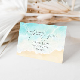 Cartão De Agradecimento Chá de Noiva na Praia e Oceano