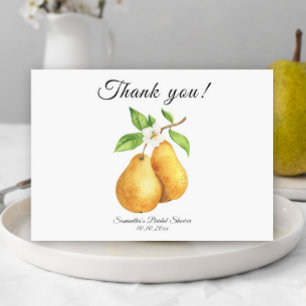 Cartão De Agradecimento Chá de Noiva Obrigada Pera Perfeita Aquarela
