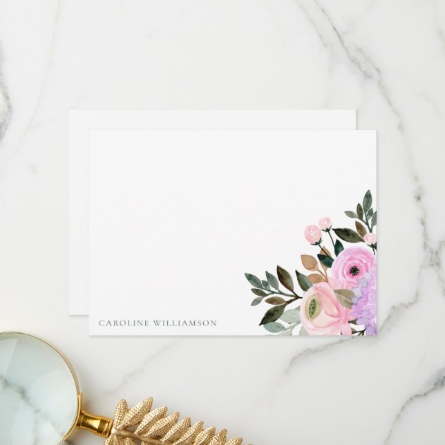 Cartão De Agradecimento Chá de Noiva Personalizado com Aquarela Floral de  (Frente/Verso In Situ)