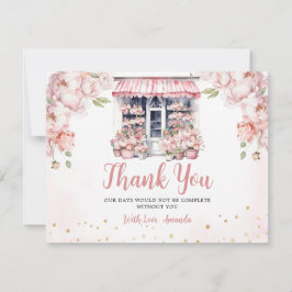 Cartão De Agradecimento Chá de Noiva Rosa Bege Ela Está Fora do Mercado