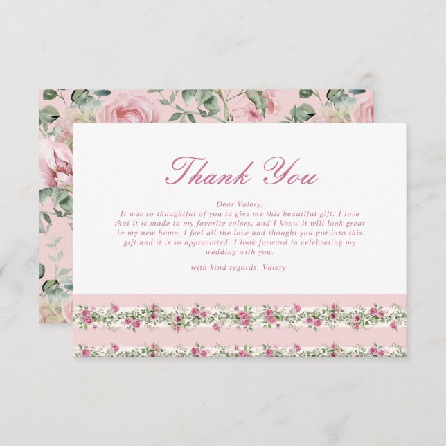 Cartão De Agradecimento Chá de Noiva Rosa do Noivo Love Shack (Frente/Verso)