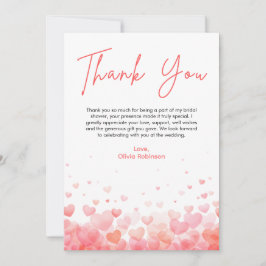 Cartão De Agradecimento Chá de Noiva Rosa e Vermelho Amor no Ar
