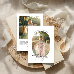 Cartão De Agradecimento Chá de Noiva Rústico Boho Simples com Foto Cápsula