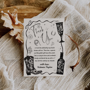 Cartão De Agradecimento Chá de Noiva Temático de País Ocidental