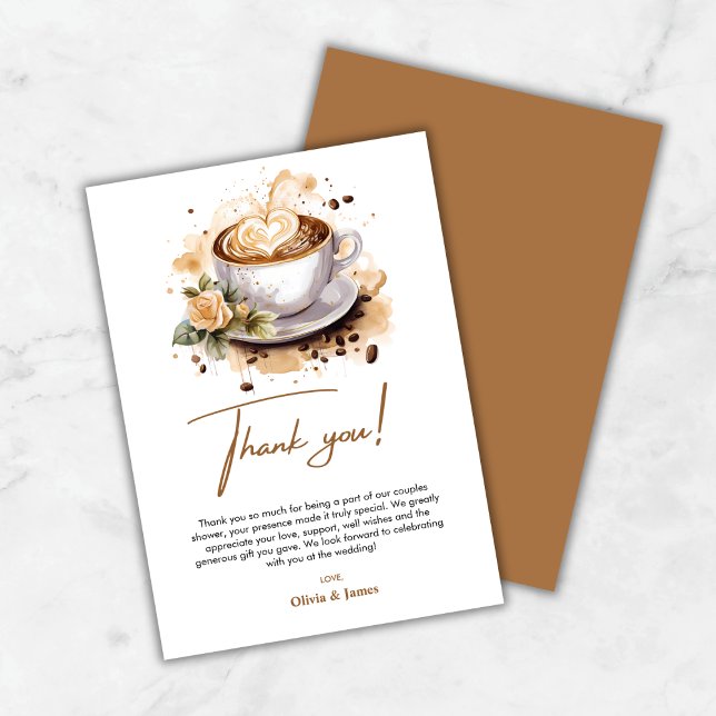 Cartão De Agradecimento Chá de Noivas Casais de Café A Combinação Perfeita (The Perfect Blend Coffee Wedding Couples Shower Thank You Card )