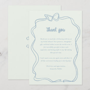 Cartão De Agradecimento Chá de panela azul verde da pinça do Arco de disqu