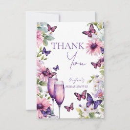 Cartão De Agradecimento Chá de panela borboletas roxas