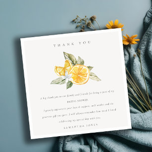 Cartão De Agradecimento Chá de panela Botânico Mínimo de Citrus Lemon