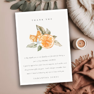 Cartão De Agradecimento Chá de panela Botânico Mínimo Laranja Limão-Botâni