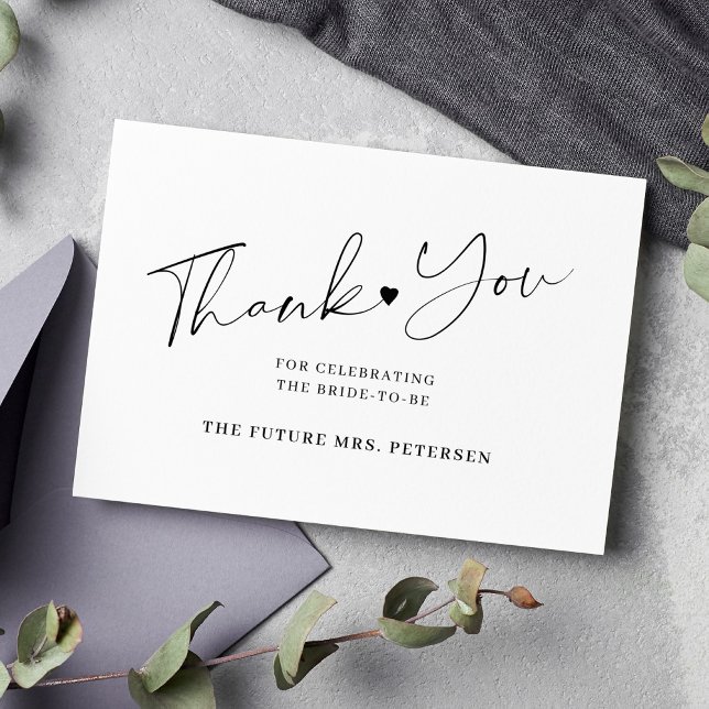 Cartão De Agradecimento Chá de panela branco de script Elegante (Criador carregado)