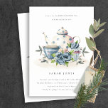 Cartão De Agradecimento Chá de panela da Taça Floral Azul Aqua<br><div class="desc">Se precisar de mais alguma personalização,  por favor,  sinta-se à vontade para me enviar uma mensagem em yellowfebstudio@gmail.com.</div>