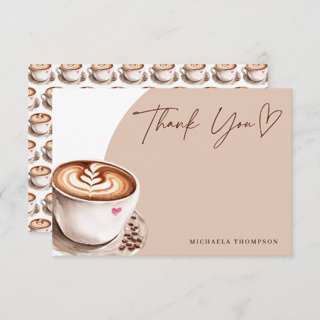 Cartão De Agradecimento Chá de panela De Café Moderno Obrigado Chic (Frente/Verso)