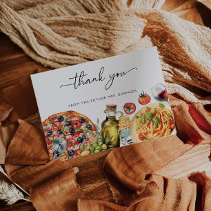 Cartão De Agradecimento Chá de panela de Comida italiano de aquarela