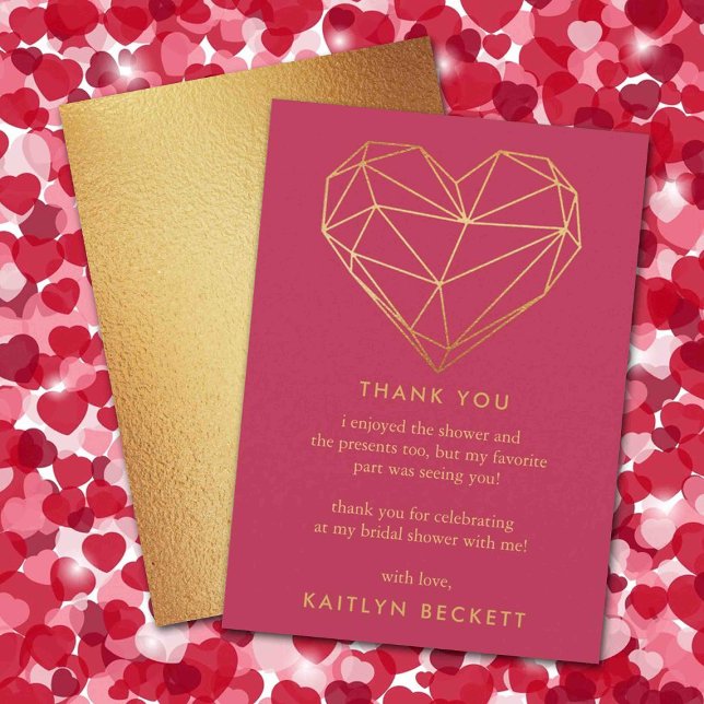 Cartão De Agradecimento Chá de panela de Dia de os namorados cardíaco geom (Criador carregado)