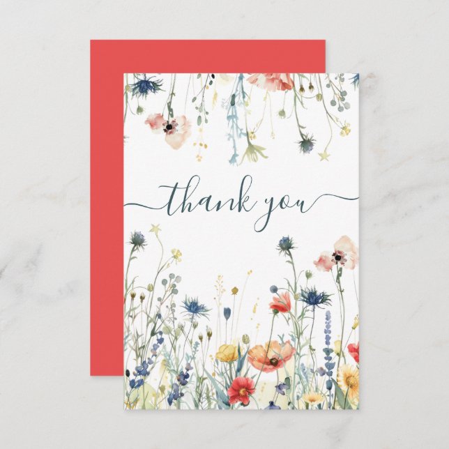 Cartão De Agradecimento Chá de panela de flor selvagem vibrante (Frente/Verso)