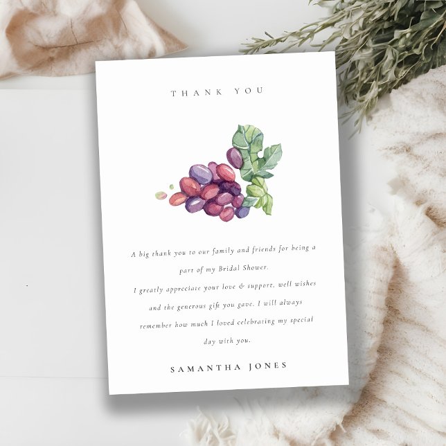 Cartão De Agradecimento Chá de panela de Folhagem de Grama de Aquarela Ele (Criador carregado)