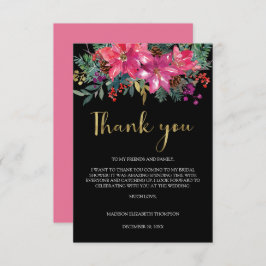 Cartão De Agradecimento Chá de panela de Natal de Poinsettia Rosa Magenta