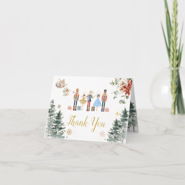 Cartão De Agradecimento Chá de panela de Nozes de Natal, Tea Dobrado (Frente)