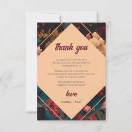 Cartão De Agradecimento Chá de panela de Tema Floral Rico Escuro