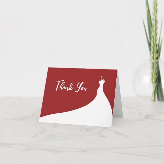 Cartão De Agradecimento Chá de panela Elegante Obrigado vermelho (Frente)