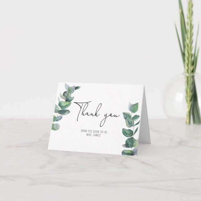 Cartão De Agradecimento Chá de panela Eucalyptus obrigado você (Frente)