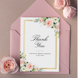 Cartão De Agradecimento Chá de panela floral com pincel de água<br><div class="desc">Um cartões de agradecimentos elegante com texto preto e branco cor-de-água cor-de-rosa. Adicione um obrigado pessoal que você envia no verso.</div>