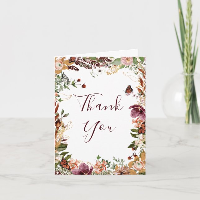 Cartão De Agradecimento Chá de panela Floral Elegante (Frente)