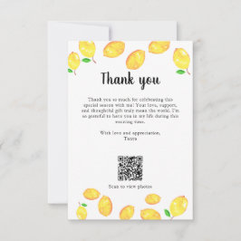 Cartão De Agradecimento Chá de panela Lemon Obrigado Código QR personaliza