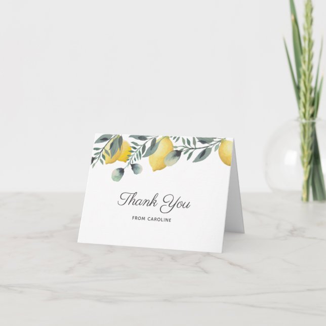 Cartão De Agradecimento Chá de panela Lemons e Eucalyptus (Frente)