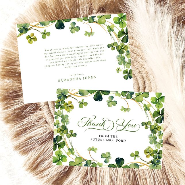 Cartão De Agradecimento Chá de Panela Lucky in Love Trevo Verde (Criador carregado)