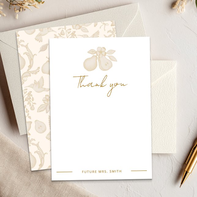Cartão De Agradecimento Chá de panela Perfeito | Dourado Obrigado Nota (Personalized Blank Thank You Card)