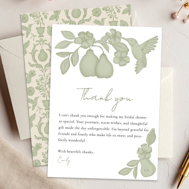 Cartão De Agradecimento Chá de panela Perfeito | Sage Green (Thank You Card)