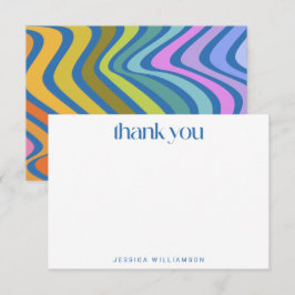 Cartão De Agradecimento Chá de panela Personalizado Abstrato Azul-Retro do