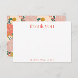 Cartão De Agradecimento Chá de panela Personalizado Botânico Verde Laranja