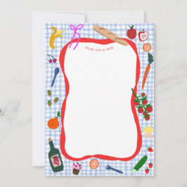 Cartão De Agradecimento Chá de panela PERSONALIZADO Gingham Picnic Moderno