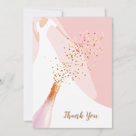 Cartão De Agradecimento Chá de panela Rosa Blush Chic