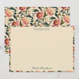 Cartão De Agradecimento Chá de panela Rustic Rosa Beige Flower Personaliza