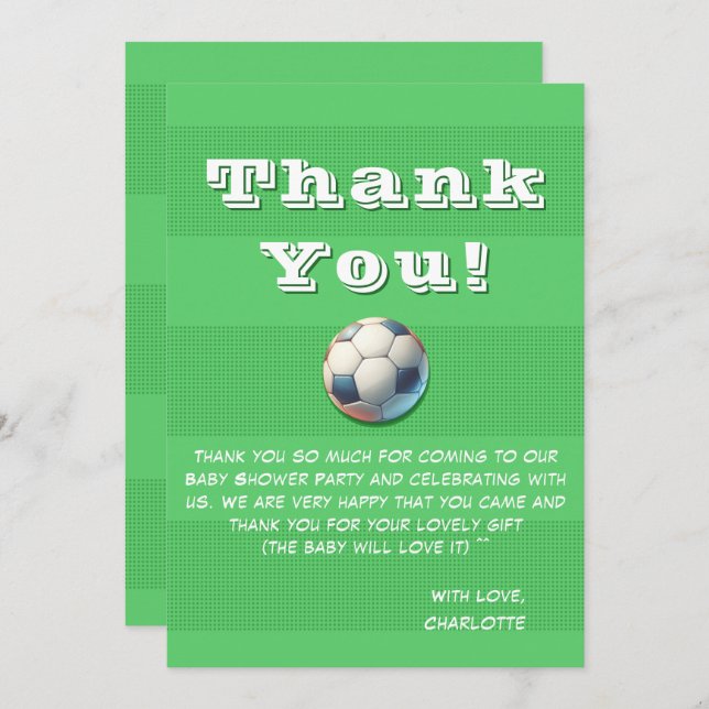 Cartão De Agradecimento Chá do Bebezinho do Esporte Futebol (Frente/Verso)