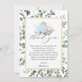 Cartão De Agradecimento Chá Elegante Festa de Chá Verde Noivado 