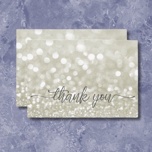 Cartão De Agradecimento Chá Glamourous Dourado (Modern Glamourous Gold Glitter Shower Thank You Card)