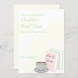 Cartão De Agradecimento Chá & Livros Chá de Noiva