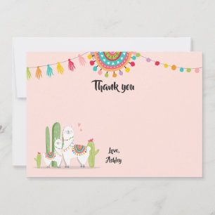 Cartão De Agradecimento Chá Llama Fiesta Cactus Mexicano