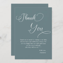 Cartão De Agradecimento Chá Menino de Caligrafia Mínima Moderna