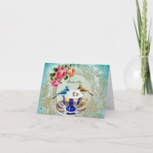 Cartão De Agradecimento Chá Para Duas Placas De Nota De Vazio (Frente)