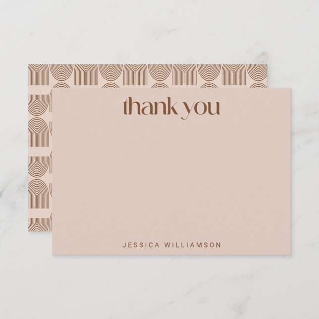 Cartão De Agradecimento Chá Personalizado de Linhas Geométricas de Boho Te (Frente/Verso)