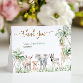 Cartão De Agradecimento Chá Safari Animal Selvagem Um Bebê