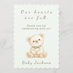 Cartão De Agradecimento Chá Verde Ótimo Urso de Pelúcia Baby Shower