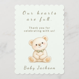 Cartão De Agradecimento Chá Verde Ótimo Urso de Pelúcia Baby Shower