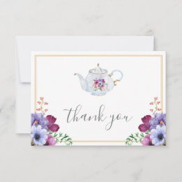 Cartão De Agradecimento Chá Vintage Floral para Noiva 